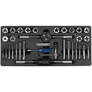 Sealey 33 Piece Tap and Die Set Metric, UNF and BSP in Module Tray