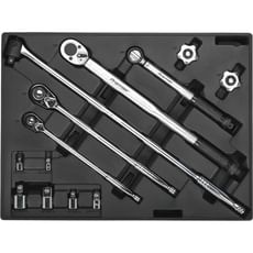 Sealey 13 Piece Ratchet, Torque Wrench, Breaker Bar and Socket Adaptor Set in Module Tray Sealey 13 Piece Ratchet, Torque Wrench, Breaker Bar and Socket Adaptor Set in Module Tray
