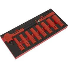 Sealey 10 Piece 1/2" Drive VDE Insulated Socket Set in Module Tray