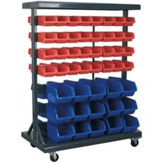 Sealey Mobile Bin Storage System and 94 Bins