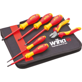 Wiha 6 Piece Electricians VDE Screwdriver and Side Cutter Pliers Set