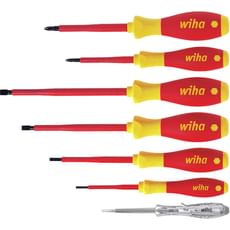 Wiha Softfinish 7 Piece VDE Insulated Slotted / Phillips Screwdriver Set Wiha Softfinish 7 Piece VDE Insulated Slotted / Phillips Screwdriver Set