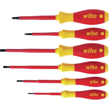 Wiha Softfinish 6 Piece VDE Insulated Slotted / Pozi Screwdriver Set