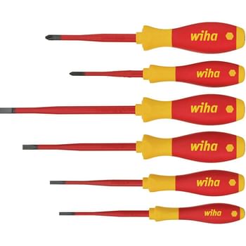 Wiha Softfinish Slimfix 6 Piece VDE Insulated Slotted / Phillips Screwdriver Set