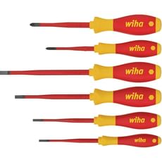 Wiha Softfinish Slimfix 6 Piece VDE Insulated Slotted / Phillips Screwdriver Set Wiha Softfinish Slimfix 6 Piece VDE Insulated Slotted / Phillips Screwdriver Set
