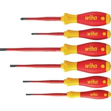 Wiha Softfinish Slimfix 6 Piece VDE Insulated Slotted / Pozi Screwdriver Set Wiha Softfinish Slimfix 6 Piece VDE Insulated Slotted / Pozi Screwdriver Set