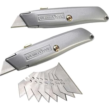 Stanley Twin Pack 99E Retractable Trimming Knifes and 10 Blades