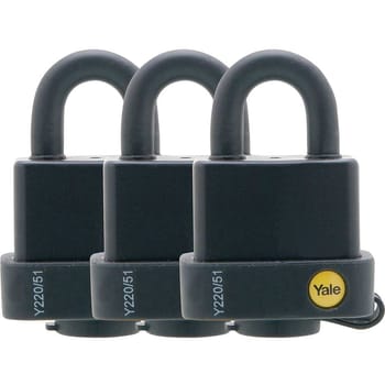Yale Weatherproof Padlock Pack of 3 Keyed Alike
