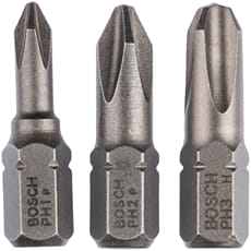 Bosch 3 Piece Extra Hard Phillips Screwdriver Bit Set