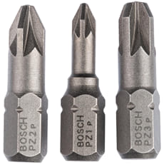 Bosch 3 Piece Pozi Screwdriver Bit Set