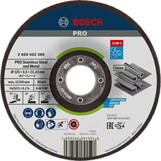 Bosch PRO Depressed Centre 3 in 1 Cutting Grinding Finishing Disc