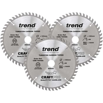 Trend CRAFTPRO 3 Piece 160mm Circular Saw Blade Set