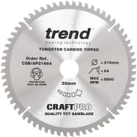 Trend CRAFTPRO Aluminium and Plastic Cutting Saw Blade