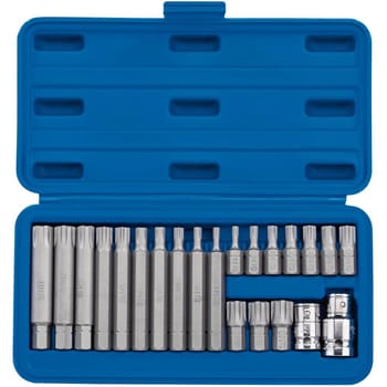 Draper 22 Piece 3/8" and 1/2" Drive Ribe Socket and Bit Set