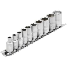 Draper 10 Piece 1/4" Drive Hex Socket Set Metric on Rail