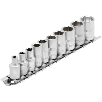 Draper 10 Piece 1/4" Drive Hex Socket Set Metric on Rail