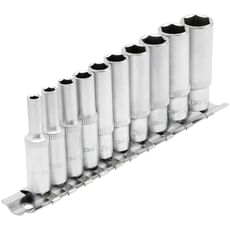 Draper 10 Piece 1/4" Drive Deep Hex Socket Set Metric on Rail