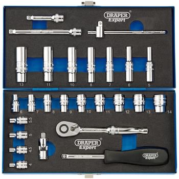 Draper Expert 26 Piece 1/4" Drive Socket Set Metric