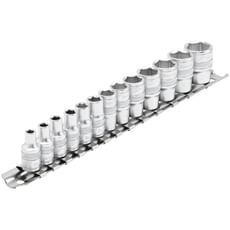 Draper 13 Piece 1/4" Drive Hex Socket Set Metric Set On Rail