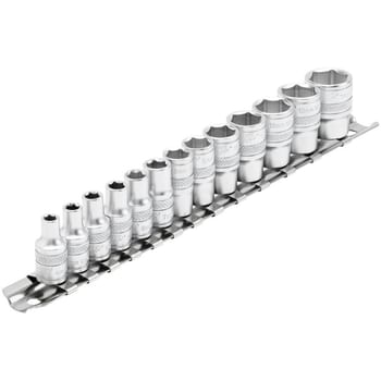 Draper 13 Piece 1/4" Drive Hex Socket Set Metric Set On Rail