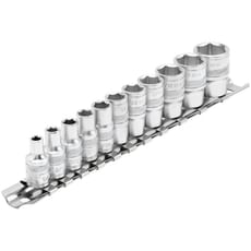 Draper 11 Piece 1/4" Drive Hex Socket Set Imperial on Rail