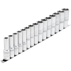 Draper 15 Piece 1/2" Drive Deep Socket Set on Rail