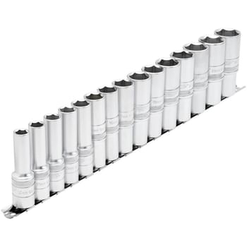 Draper 15 Piece 1/2" Drive Deep Socket Set on Rail