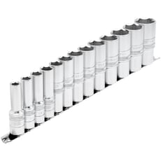 Draper Expert 13 Piece 1/2" Drive Deep Socket Set Imperial on Rail