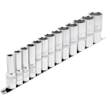 Draper Expert 13 Piece 1/2" Drive Deep Socket Set Imperial on Rail