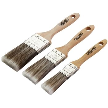 Draper 3 Piece Wood Handle Synthetic Paint Brush Set