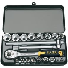 Elora 18 Piece 3/8" Drive Hex and Bi Hex Socket Set Metric 