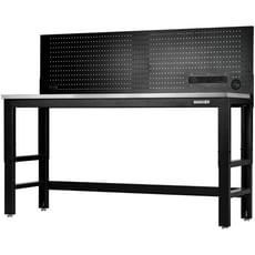 Bunker Stainless Steel Worktop Workbench and Power Pegboard