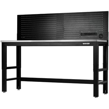 Bunker Stainless Steel Worktop Workbench and Power Pegboard