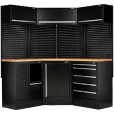Bunker 18 Piece Hardwood Worktop Modular Storage System Corner Combo
