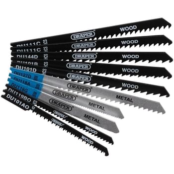 Draper 10 Piece Wood and Metal Cutting U Shank Jigsaw Blade Set