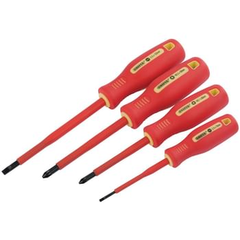 Draper 4 Piece VDE Insulated Pozi and Slotted Screwdriver Set