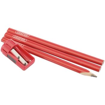 Draper Red Medium Carpenters Pencils and Sharpener