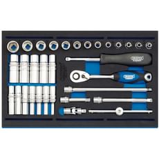 Draper 32 Piece 1/4" Drive Socket Set In Eva Insert Tray