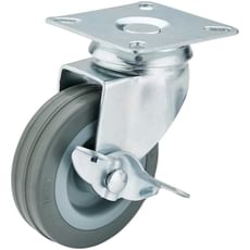 Draper Swivel Plate Fixing Rubber Wheeled Castor and Brake
