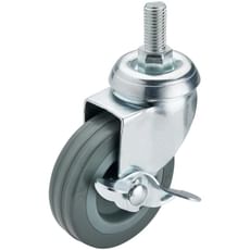 Draper Swivel Bolt Fixing Rubber Wheeled Castor and Brake