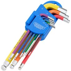 Draper 9 piece Metric Coloured Extra Long Ball End Key Set
