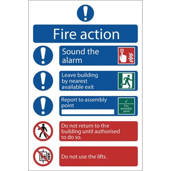 Draper Fire Action Procedure Sign