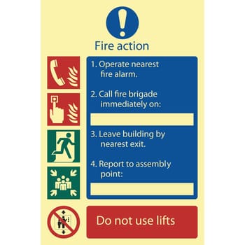 Draper Fire Action Procedure Sign