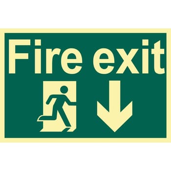 Draper Fire Exit Arrow Down Sign
