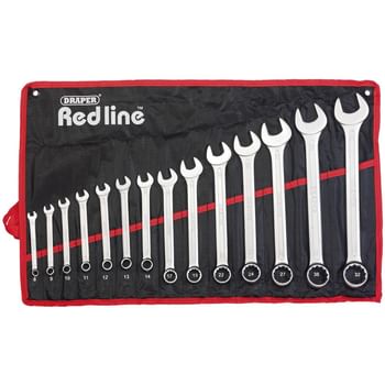 Draper Redline 14 Piece Combination Spanner Set in Tool Roll