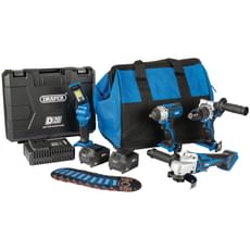Draper D20 20v Cordless 4 Piece Workshop Power Tool Kit