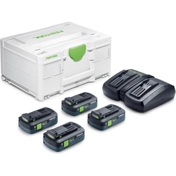 Festool SYS 18v TBX Energy Set with 4 x Tabless Batteries 4ah and Twin Charger Kit