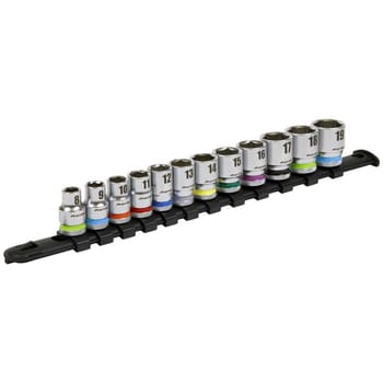 Sealey 12 Piece 3/8" Drive Colour Coded Hexagon Socket Set