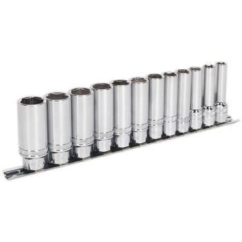 Sealey 12 Piece 3/8" Drive Deep Lock On Hexagon Socket Set