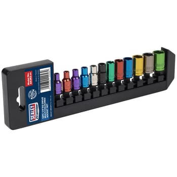 Sealey 12 Piece 1/4" Drive Coloured Hexagon WallDrive Socket Set Metric